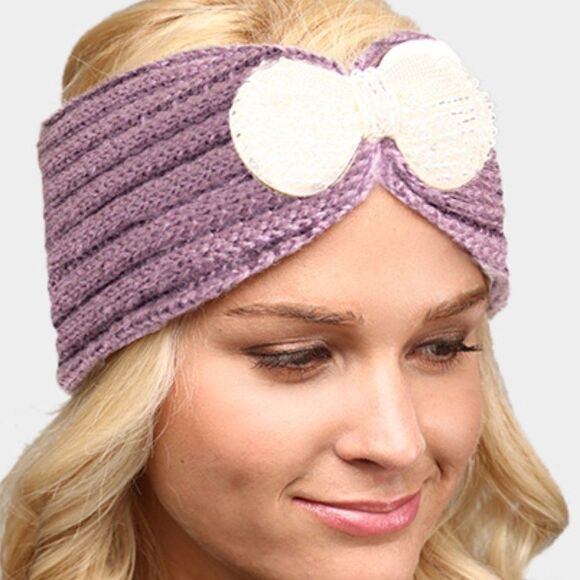 Soft Knit Bow Earmuff Headband - Picture 3 of 6